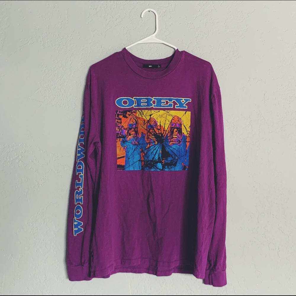 Purple Obey Long Sleeve T Shirt